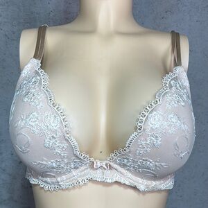 Ambrielle Cream Lace Full-Coverage Bra 36 D